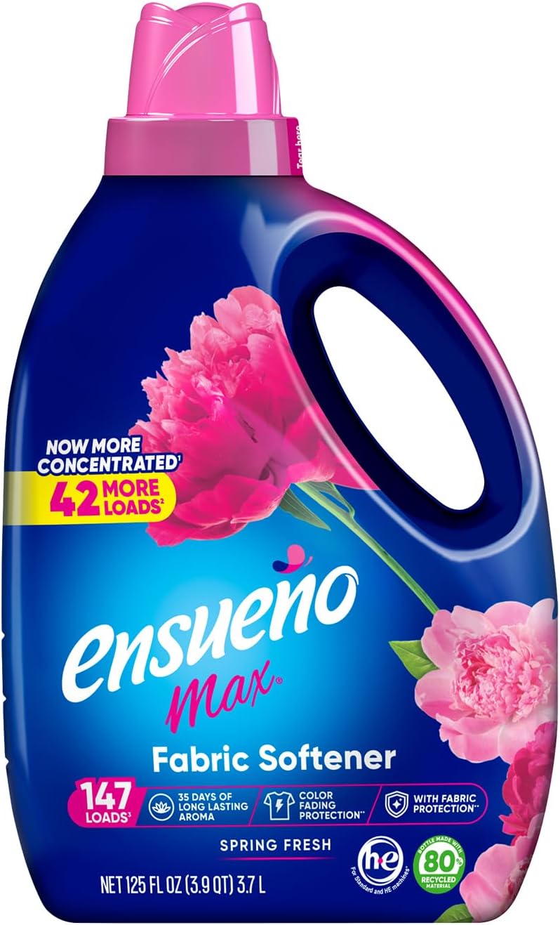 Max Liquid Fabric Softener - Spring Fresh Scent - 125 Fl Oz - Color-Safe Fabric Softener Liquid - Softens 147 Loads - Reduces Wrinkles & Static