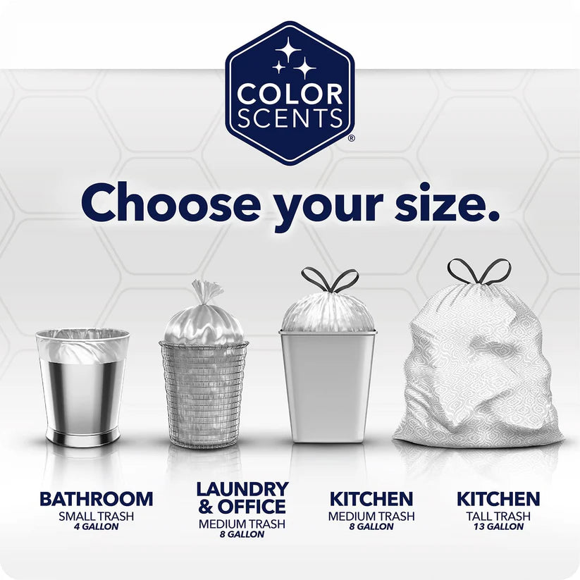 Small Trash Bags - 4 Gallon, 200 Bags (1 Pack of 200 Count), Drawstring - Silver Bag in Simply Clean Scent with Microban