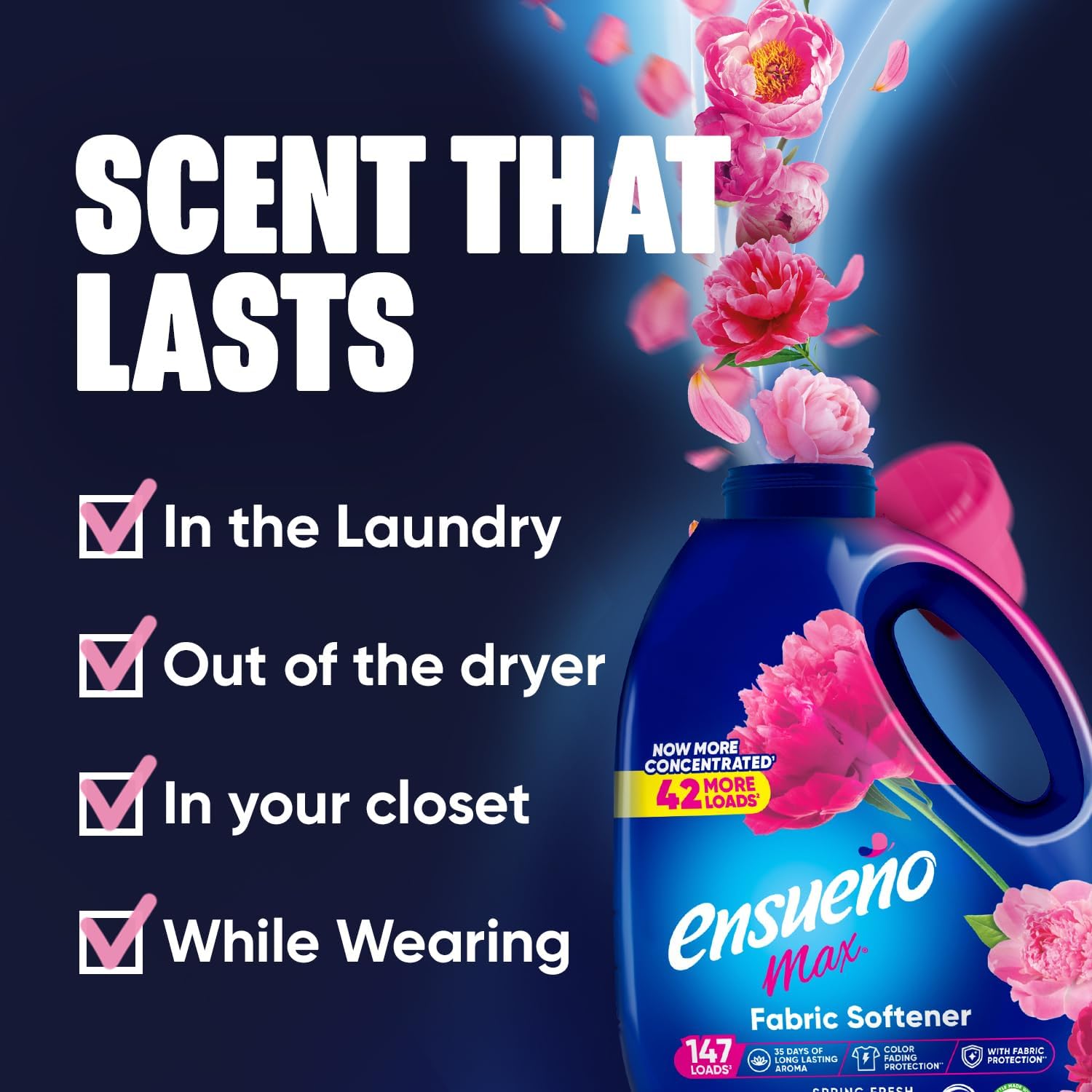Max Liquid Fabric Softener - Spring Fresh Scent - 125 Fl Oz - Color-Safe Fabric Softener Liquid - Softens 147 Loads - Reduces Wrinkles & Static