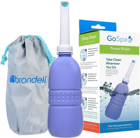 Gospa Travel Bidet GS-70 Easy-To-Use Portable Bidet with Convenient Nozzle Storage, Travel Bag, 400 Ml Capacity, and Angled Nozzle Spray