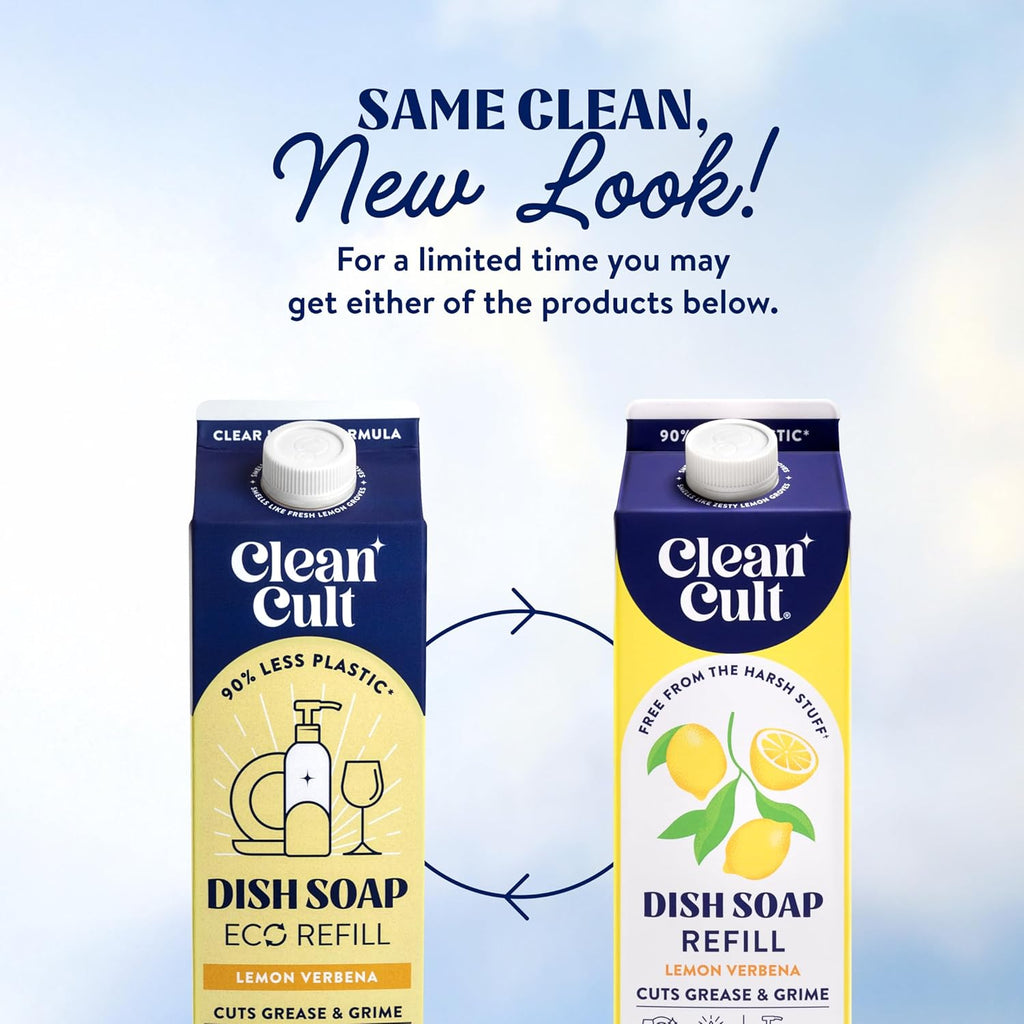 Dish Soap Liquid Refill (32Oz, 1 Pack) - Plant Based Cleaning Power - Dish Soap That Cuts Grease & Grime - Free of Harsh Chemicals - Uses 90% Less Plastic - Lemon Verbena
